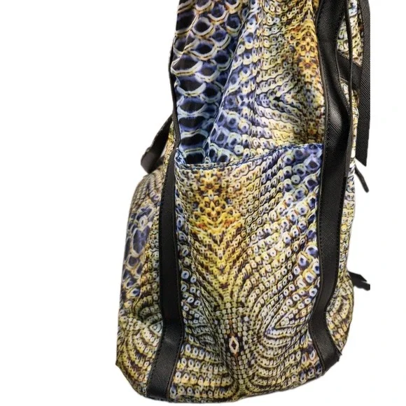 Aimee Kestenberg Snakeskin Print Nylon Tote Shoulder Bag Multipocket Zip Closure - Picture 4 of 13